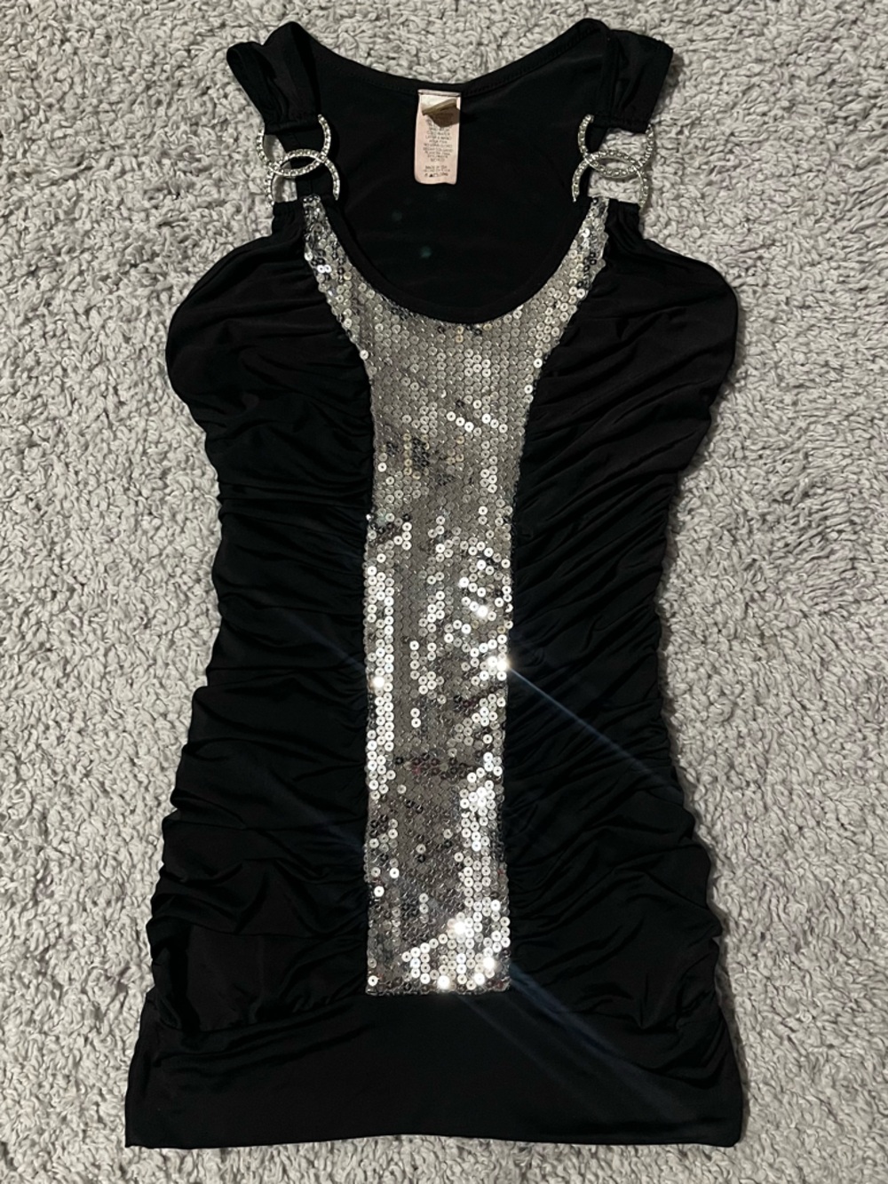 Y2K Vintage 2000s Topaz Black Sequin Top